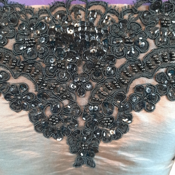 Jovani Prom Formal Gown Iridescent Sequin Embroidered w Faux French Bustle Sz 2 - Picture 3 of 16